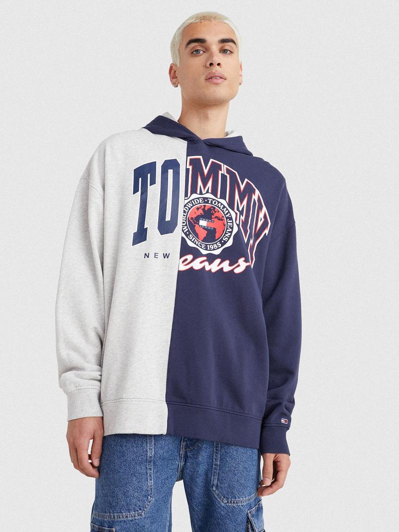 Férfi Tommy Hilfiger Classic cut-and-sew tommy Hoodies Sötétkék Színes | HU 1219HAP